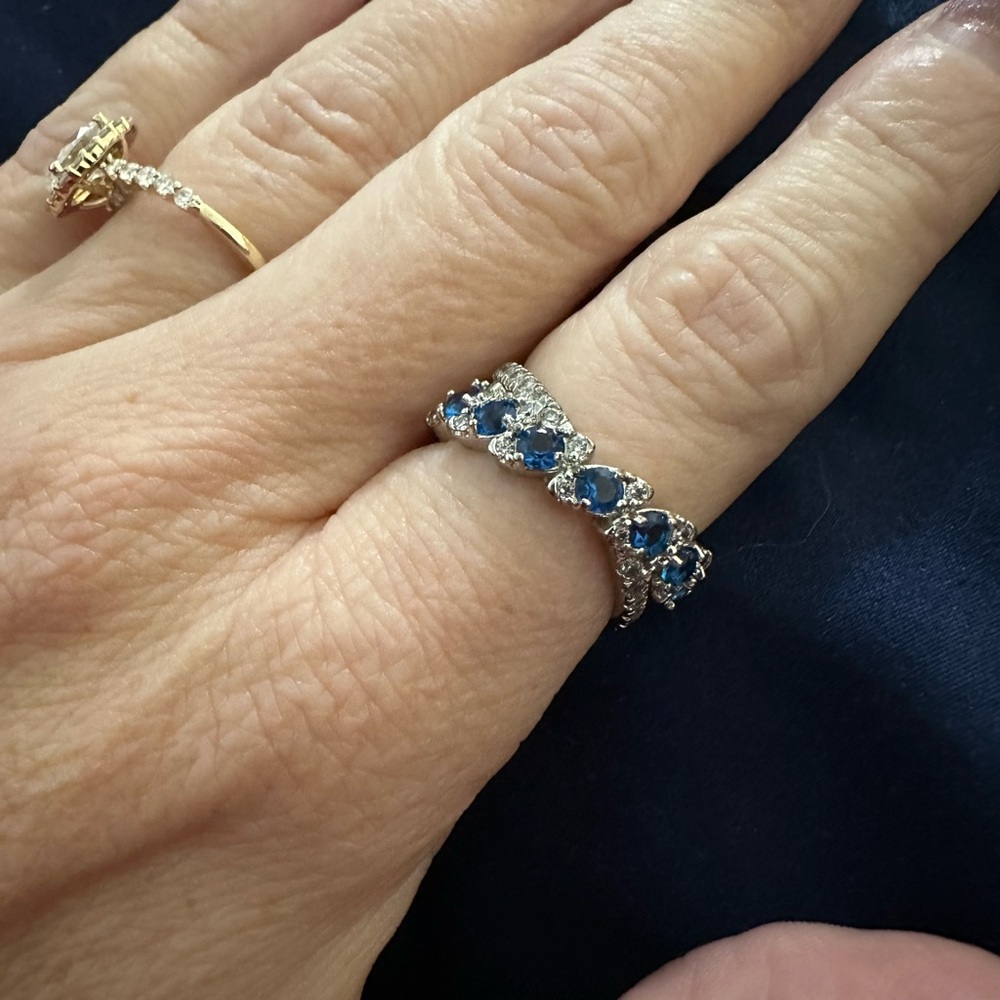 Dazzling Blue and Silver Women's Ring - Picture 2 of 11
